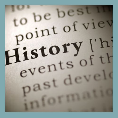a page from a dictionary with the word History in bold